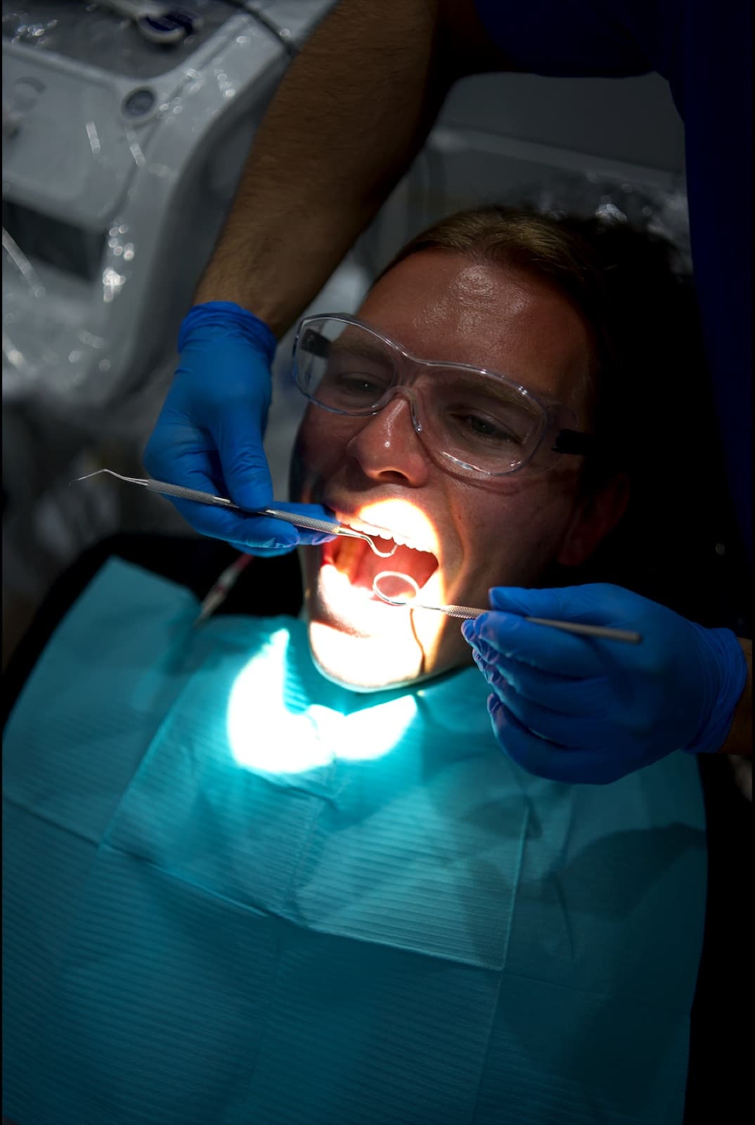 A patient during a mobile dental exam in Las Vegas